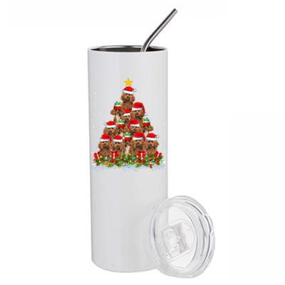 Poodle Dog Lover Xmas Tree Santa Christmas Poodle Gift Stainless Steel Tumbler