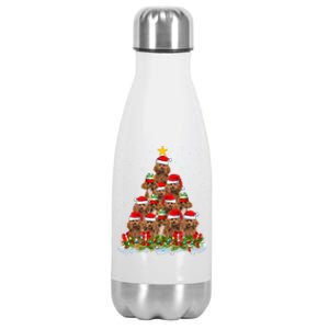 Poodle Dog Lover Xmas Tree Santa Christmas Poodle Gift Stainless Steel Insulated Water Bottle