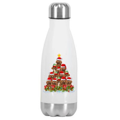 Poodle Dog Lover Xmas Tree Santa Christmas Poodle Gift Stainless Steel Insulated Water Bottle