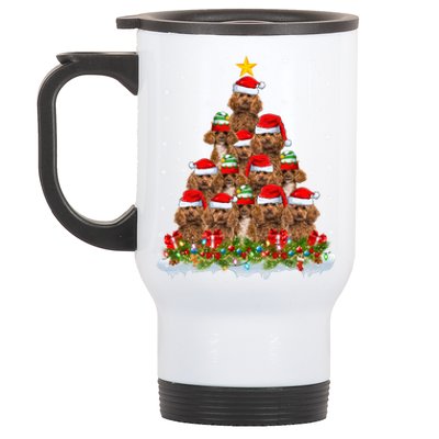 Poodle Dog Lover Xmas Tree Santa Christmas Poodle Gift Stainless Steel Travel Mug