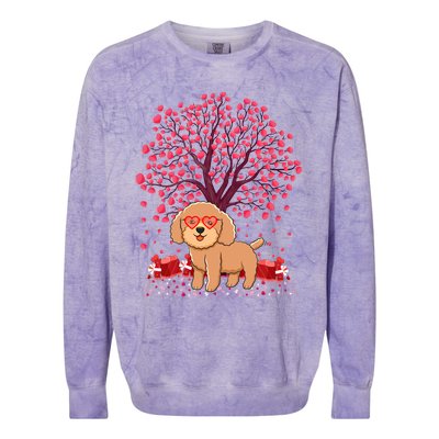 Poodle Dog Lover Heart Tree Poodle Valentine's Day Gift Colorblast Crewneck Sweatshirt