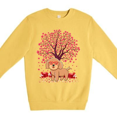 Poodle Dog Lover Heart Tree Poodle Valentine's Day Gift Premium Crewneck Sweatshirt