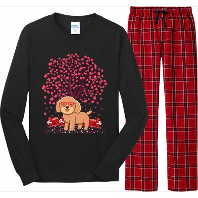 Poodle Dog Lover Heart Tree Poodle Valentine's Day Gift Long Sleeve Pajama Set