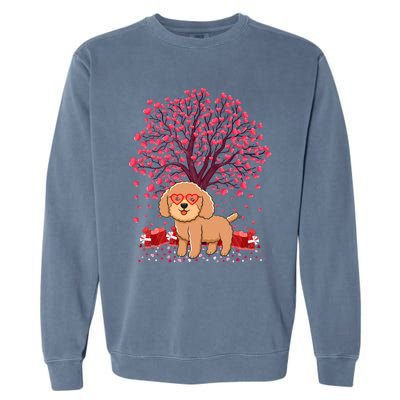 Poodle Dog Lover Heart Tree Poodle Valentine's Day Gift Garment-Dyed Sweatshirt