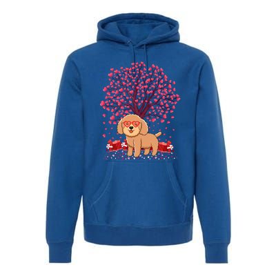 Poodle Dog Lover Heart Tree Poodle Valentine's Day Gift Premium Hoodie