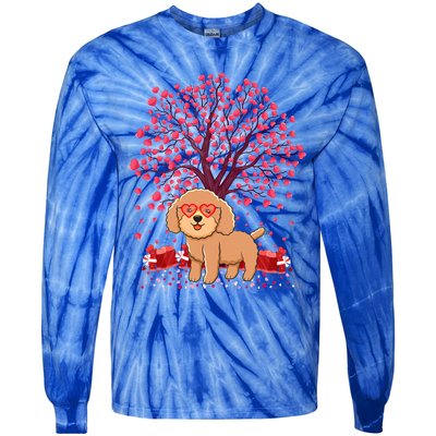 Poodle Dog Lover Heart Tree Poodle Valentine's Day Gift Tie-Dye Long Sleeve Shirt