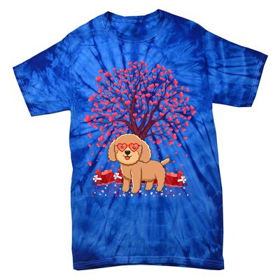 Poodle Dog Lover Heart Tree Poodle Valentine's Day Gift Tie-Dye T-Shirt