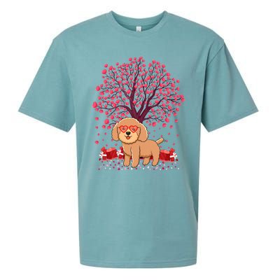 Poodle Dog Lover Heart Tree Poodle Valentine's Day Gift Sueded Cloud Jersey T-Shirt