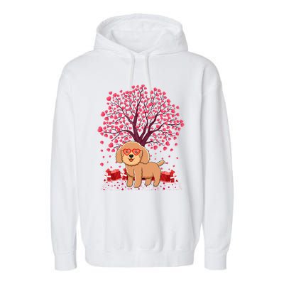 Poodle Dog Lover Heart Tree Poodle Valentine's Day Gift Garment-Dyed Fleece Hoodie