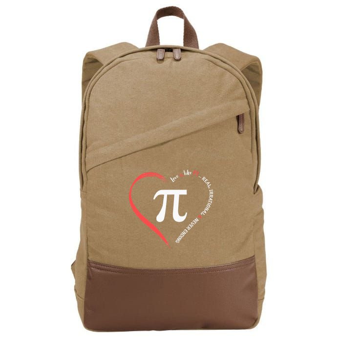 Pi Day Love Is Like Pi Valentines Math Teacher Cotton Canvas Backpack