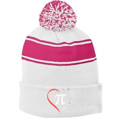 Pi Day Love Is Like Pi Valentines Math Teacher Stripe Pom Pom Beanie