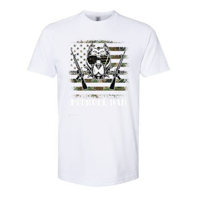 Pitbull Dad Like A Regular Dad But Cooler Guns American Flag Cute Gift Softstyle® CVC T-Shirt