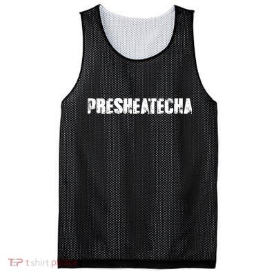 Presheatecha Distressed Logo Funny Word Mesh Reversible Basketball Jersey Tank