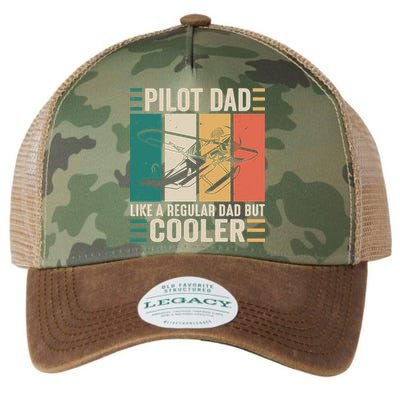 Pilot Dad Like A Regular Dad But Cooler Pilot Dad Plane Captain Dad Legacy Tie Dye Trucker Hat