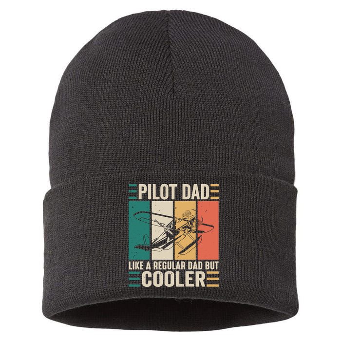 Pilot Dad Like A Regular Dad But Cooler Pilot Dad Plane Captain Dad Sustainable Knit Beanie