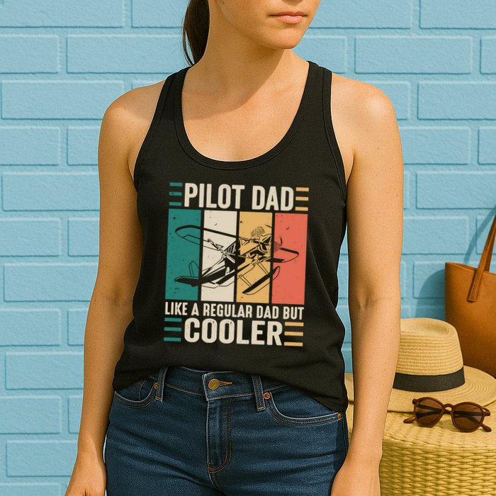 Pilot Dad Like A Regular Dad But Cooler Pilot Dad Plane Captain Dad Womens Tank Top
