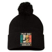 Pilot Dad Like A Regular Dad But Cooler Pilot Dad Plane Captain Dad Pom Pom 12in Knit Beanie