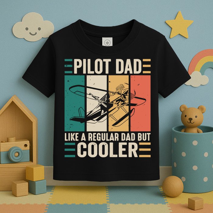 Pilot Dad Like A Regular Dad But Cooler Pilot Dad Plane Captain Dad Toddler T-Shirt