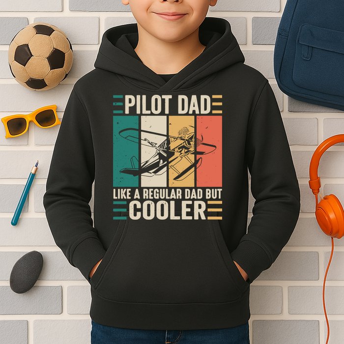 Pilot Dad Like A Regular Dad But Cooler Pilot Dad Plane Captain Dad Kids Hoodie