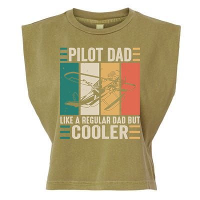 Pilot Dad Like A Regular Dad But Cooler Pilot Dad Plane Captain Dad Garment-Dyed Women's Muscle Tee