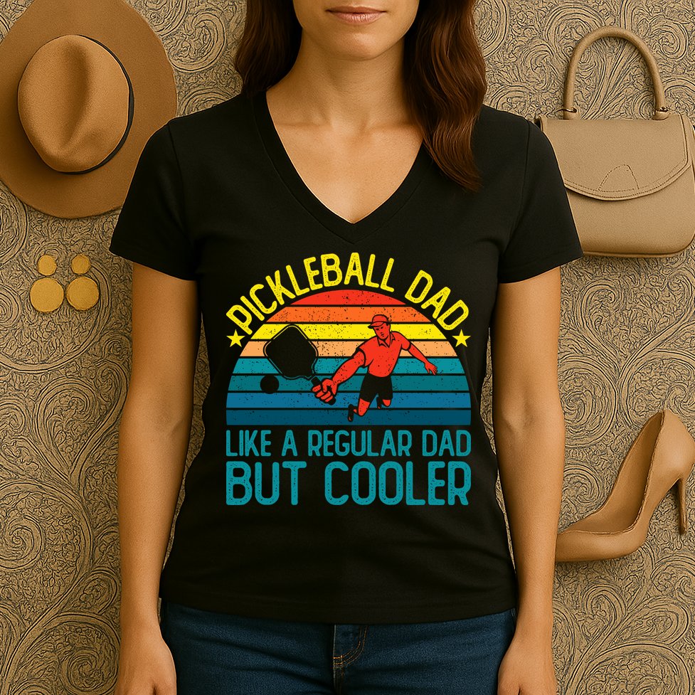 Pickleball Dad Like A Regular Dad But Cooler Pickleball Player Women's V-Neck T-Shirt