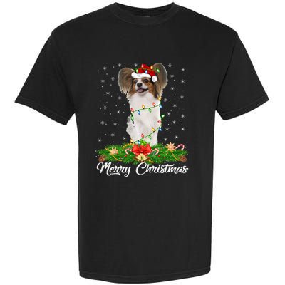 Papillon Dog Lover Matching Santa Hat Papillon Christmas Long Sleeve Garment-Dyed Heavyweight T-Shirt