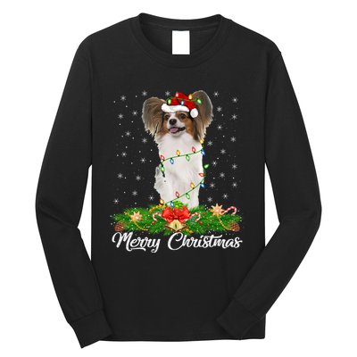 Papillon Dog Lover Matching Santa Hat Papillon Christmas Long Sleeve Long Sleeve Shirt