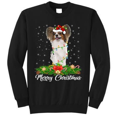 Papillon Dog Lover Matching Santa Hat Papillon Christmas Long Sleeve Sweatshirt