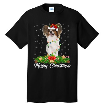 Papillon Dog Lover Matching Santa Hat Papillon Christmas Long Sleeve Tall T-Shirt