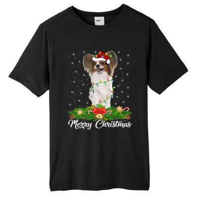 Papillon Dog Lover Matching Santa Hat Papillon Christmas Long Sleeve Tall Fusion ChromaSoft Performance T-Shirt