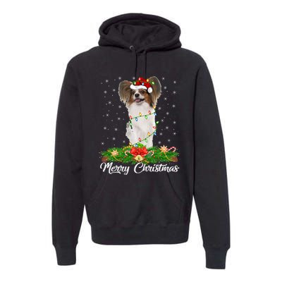 Papillon Dog Lover Matching Santa Hat Papillon Christmas Long Sleeve Premium Hoodie