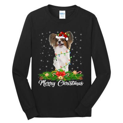 Papillon Dog Lover Matching Santa Hat Papillon Christmas Long Sleeve Tall Long Sleeve T-Shirt