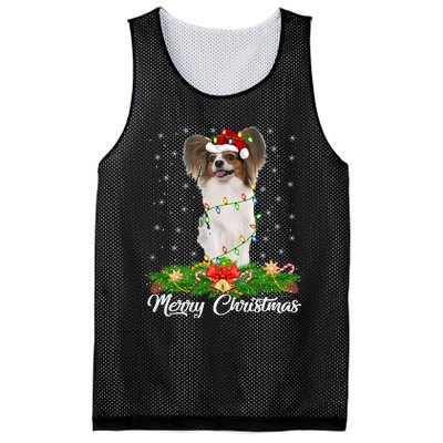 Papillon Dog Lover Matching Santa Hat Papillon Christmas Long Sleeve Mesh Reversible Basketball Jersey Tank