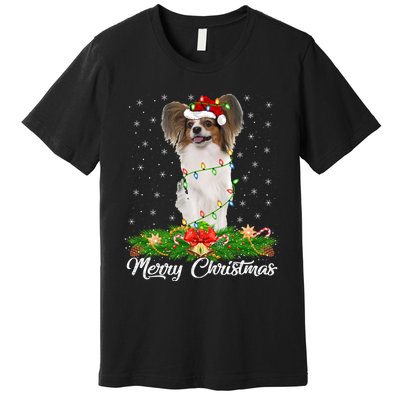 Papillon Dog Lover Matching Santa Hat Papillon Christmas Long Sleeve Premium T-Shirt