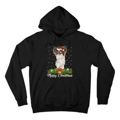 Papillon Dog Lover Matching Santa Hat Papillon Christmas Long Sleeve Tall Hoodie