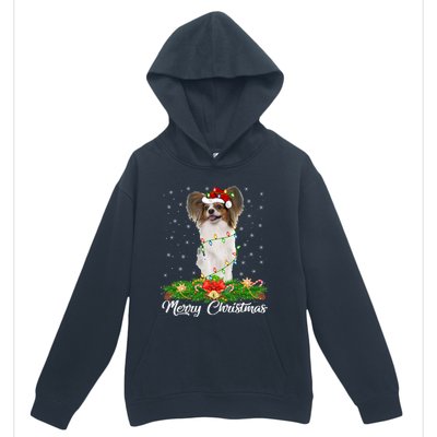 Papillon Dog Lover Matching Santa Hat Papillon Christmas Long Sleeve Urban Pullover Hoodie