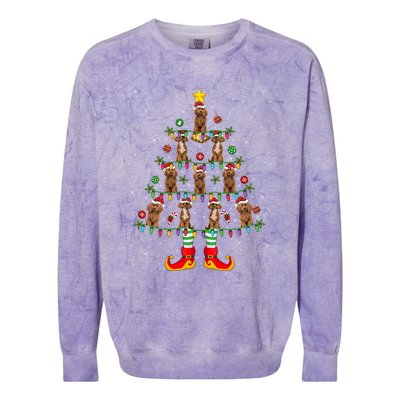 Poodle Dog Lover Xmas Holiday Lighting Poodle Christmas Tree Gift Colorblast Crewneck Sweatshirt