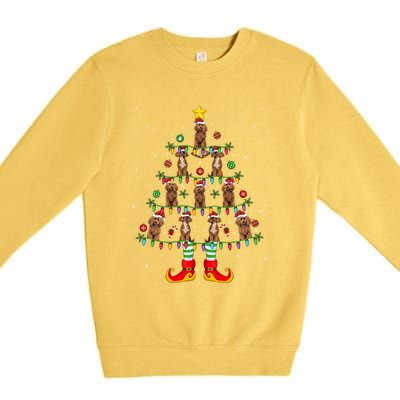 Poodle Dog Lover Xmas Holiday Lighting Poodle Christmas Tree Gift Premium Crewneck Sweatshirt