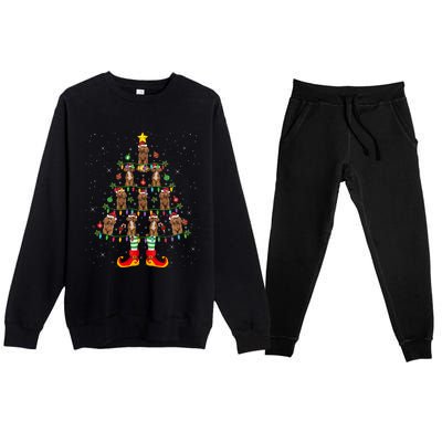 Poodle Dog Lover Xmas Holiday Lighting Poodle Christmas Tree Gift Premium Crewneck Sweatsuit Set