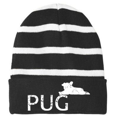 Pug Dog Lover Striped Beanie with Solid Band