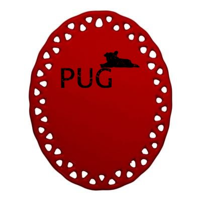 Pug Dog Lover Ceramic Oval Ornament