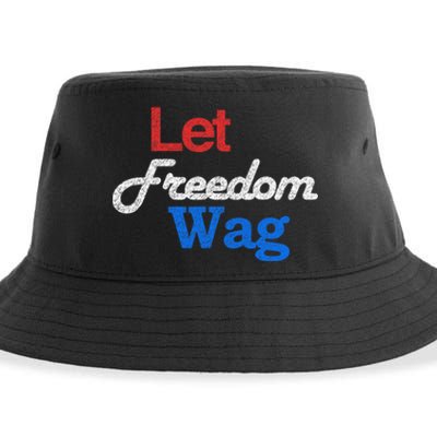 Patriotic Dog Lover Design Let Freedom Wag Design Sustainable Bucket Hat