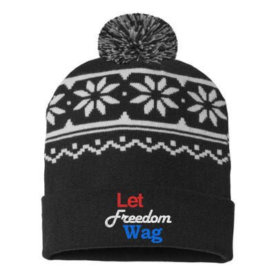 Patriotic Dog Lover Design Let Freedom Wag Design USA-Made Snowflake Beanie