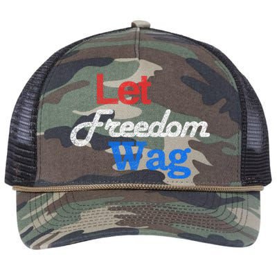 Patriotic Dog Lover Design Let Freedom Wag Design Retro Rope Trucker Hat Cap