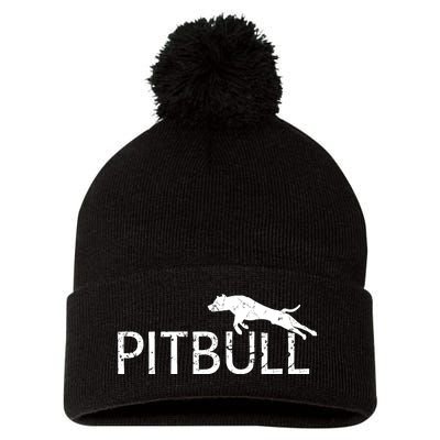 Pitbull Dog Logo Pom Pom 12in Knit Beanie