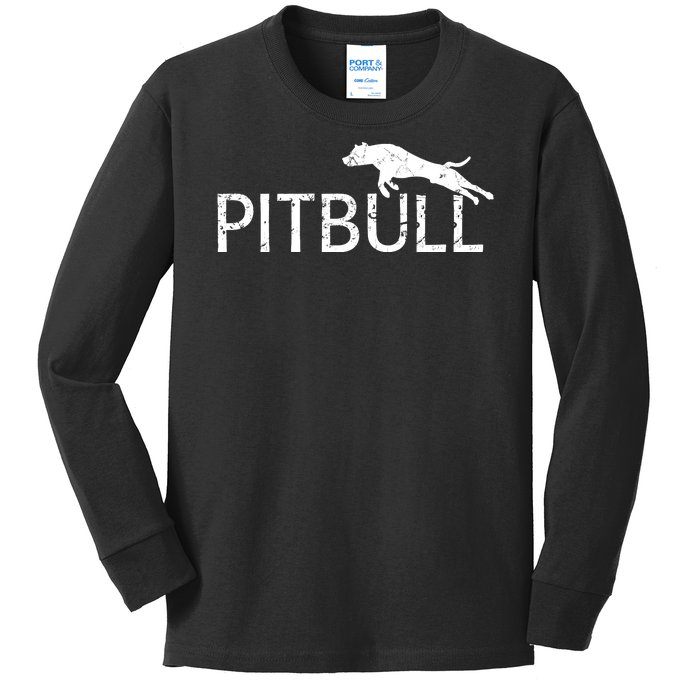 Pitbull Dog Logo Kids Long Sleeve Shirt