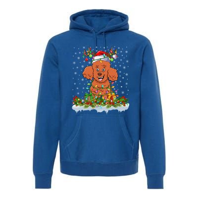 Poodle Dog Lover Xmas Lighting Santa Poodle Christmas Gift Premium Hoodie