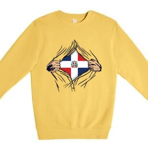 Proud Dominican Love Dominican Republic Flag Country Nation Great Gift Premium Crewneck Sweatshirt