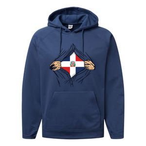 Proud Dominican Love Dominican Republic Flag Country Nation Great Gift Performance Fleece Hoodie