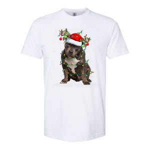 Pitbull Dog Lover Xmas Holiday Light Santa Pitbull Christmas Gift Softstyle CVC T-Shirt